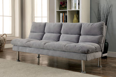 Contemporary Style Futon Sofa Chrome Finish Legs Convert Into Bed With Extra Support Legs Primary Living Gray Finish