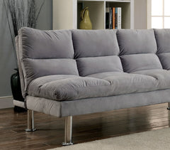 Contemporary Style Futon Sofa Chrome Finish Legs Convert Into Bed With Extra Support Legs Primary Living Gray Finish