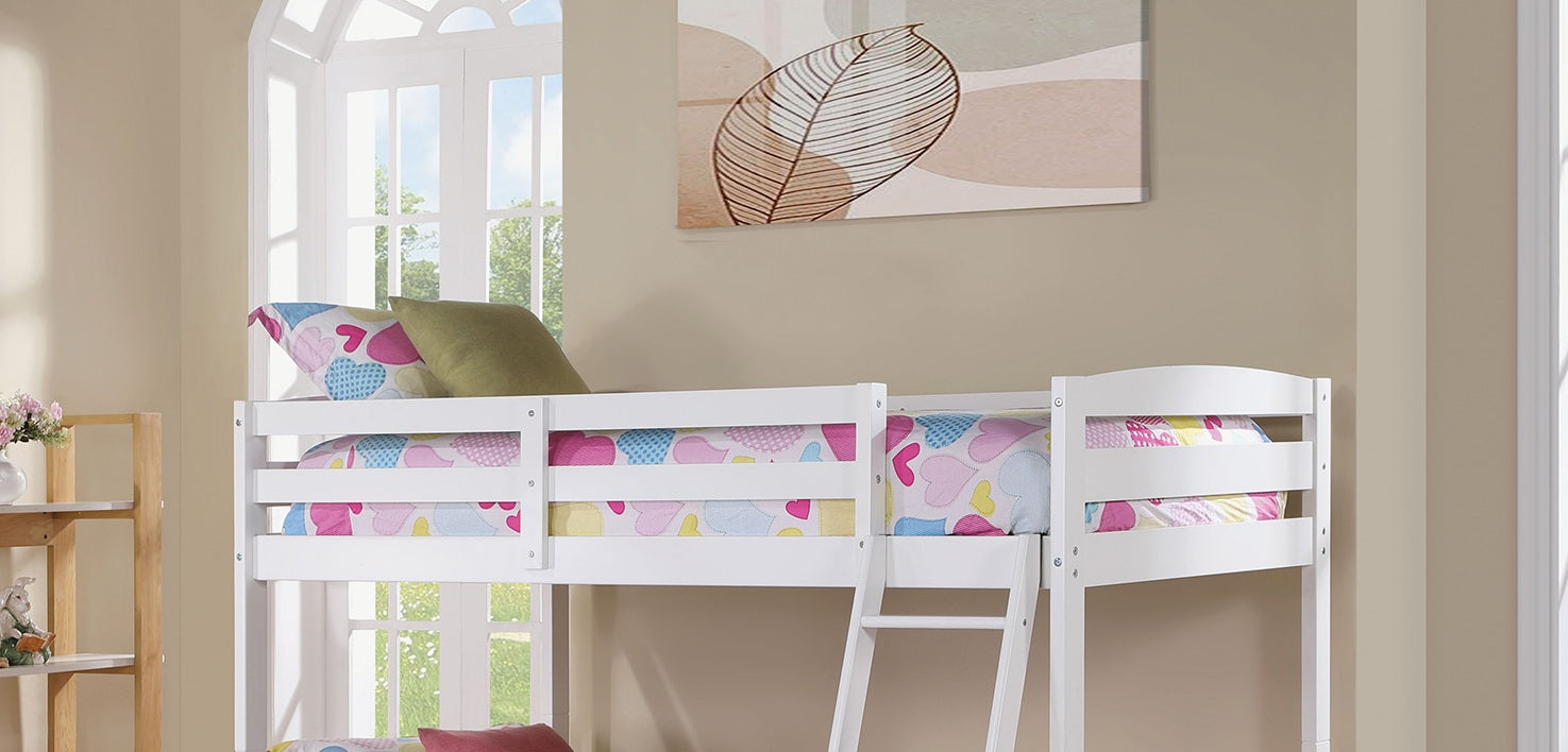 Modern Transition Bunk Bed Slat Design Assembled And Oval Nuts, White