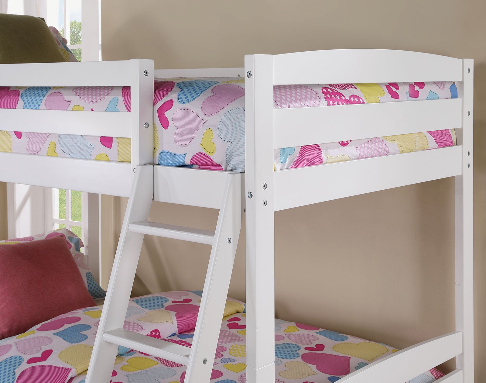 Modern Transition Bunk Bed Slat Design Assembled And Oval Nuts, White