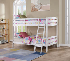 Modern Transition Bunk Bed Slat Design Assembled And Oval Nuts, White