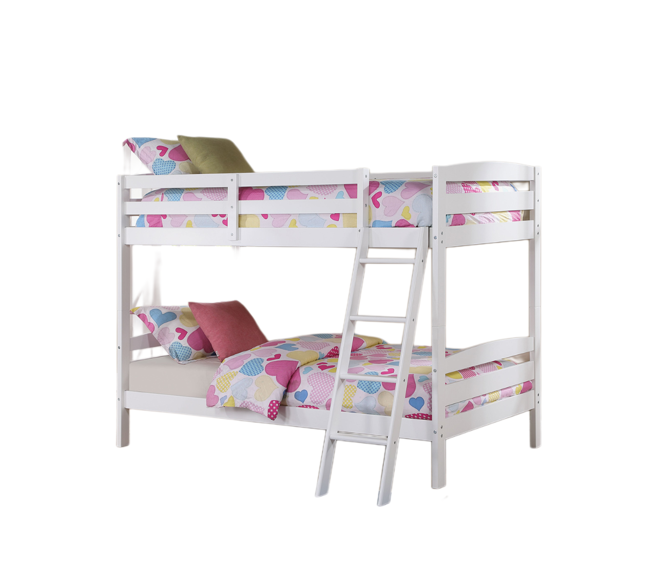 Modern Transition Bunk Bed Slat Design Assembled And Oval Nuts, White