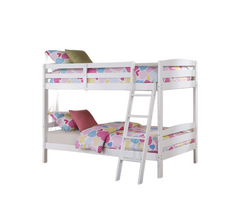 Modern Transition Bunk Bed Slat Design Assembled And Oval Nuts, White