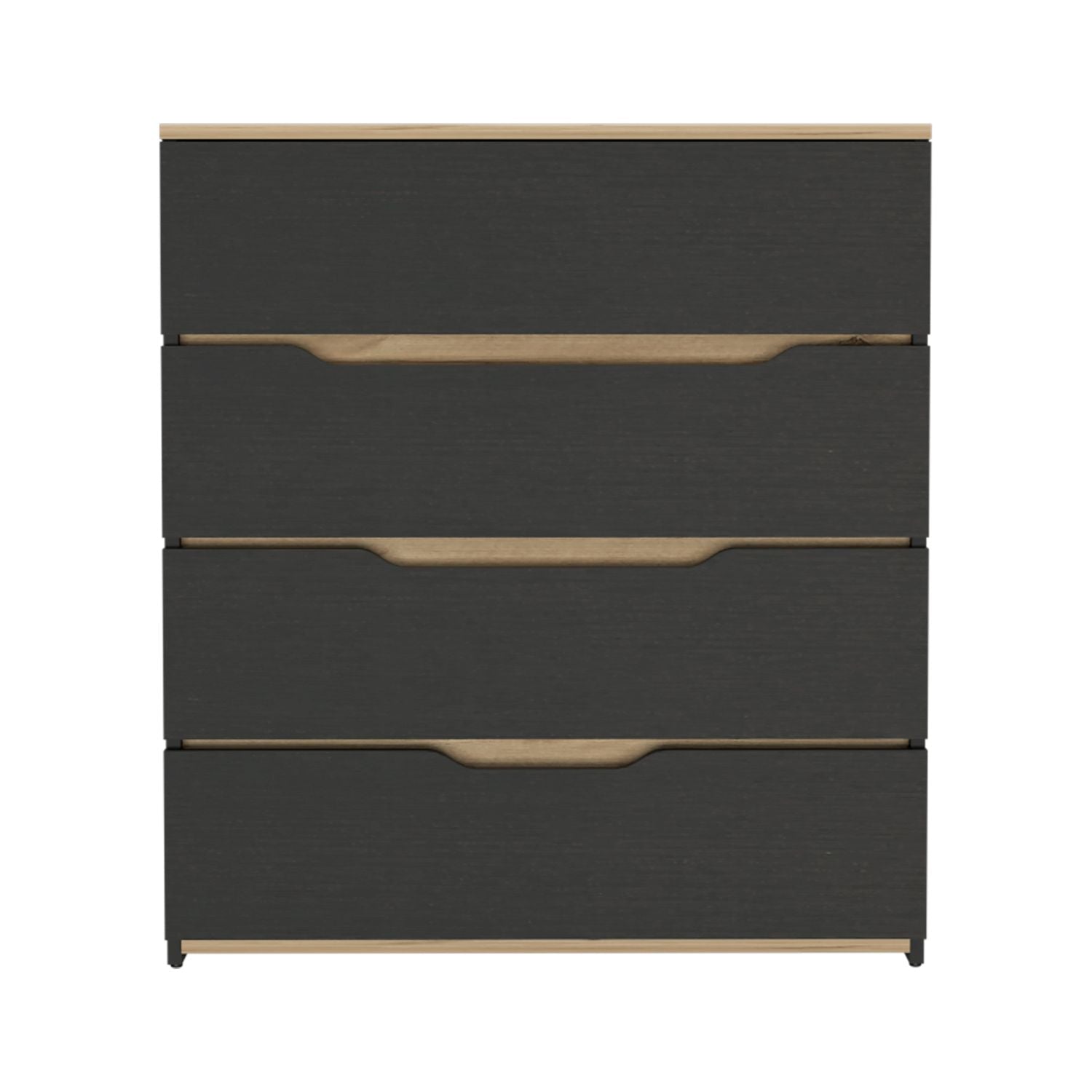 Drawer Dresser 35 inchH, Four Drawers, Superior Top, Black / Light Oak