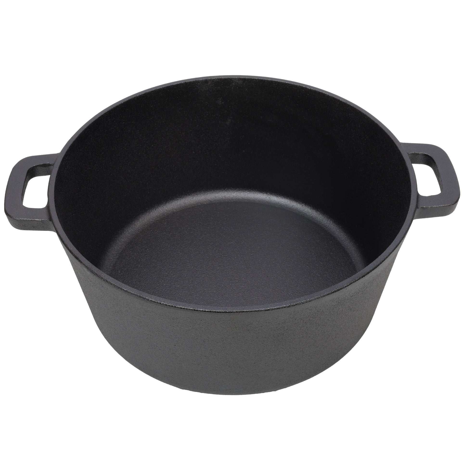 2 in 1 Pre-Seasoned Cast Iron Dutch Oven With Dual Handles, Outdoor Camping Deep Pot for Camping Fireplace Cooking BBQ Baking Campfire, 5 Quart.With 2pcs Silicone Handel Covers.