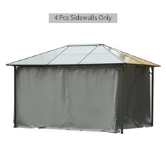 Outsunny 10' x 12' Universal Gazebo Sidewall Set with Panels, Hooks and C-Rings Included for Pergolas and Cabanas, Gray