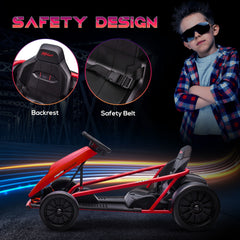 Aosom 24V 8.1 MPH Electric Go Kart, Drifting Car Battery Powered Ride on Toy Outdoor with Slow Start, Music, Horn Honking and Safety Belt, for 8-12 Years Old, Red