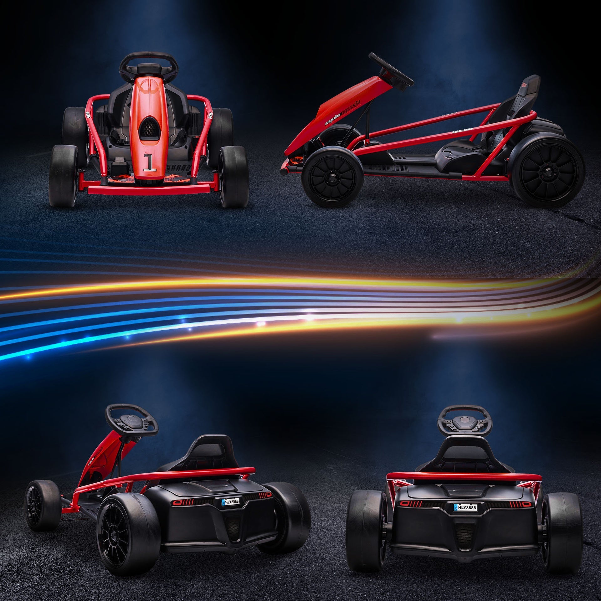 Aosom 24V 8.1 MPH Electric Go Kart, Drifting Car Battery Powered Ride on Toy Outdoor with Slow Start, Music, Horn Honking and Safety Belt, for 8-12 Years Old, Red