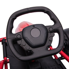Aosom 24V 8.1 MPH Electric Go Kart, Drifting Car Battery Powered Ride on Toy Outdoor with Slow Start, Music, Horn Honking and Safety Belt, for 8-12 Years Old, Red