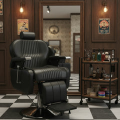 Heavy Duty Reclining Barber Chair,All Purpose Hydraulic Recline Barber Chair Salon Beauty Styling Chair360° Swivel&Height Adjustable,for Barber Shop & Beauty Salon,Spa Tattoo Styling Equipment,Black