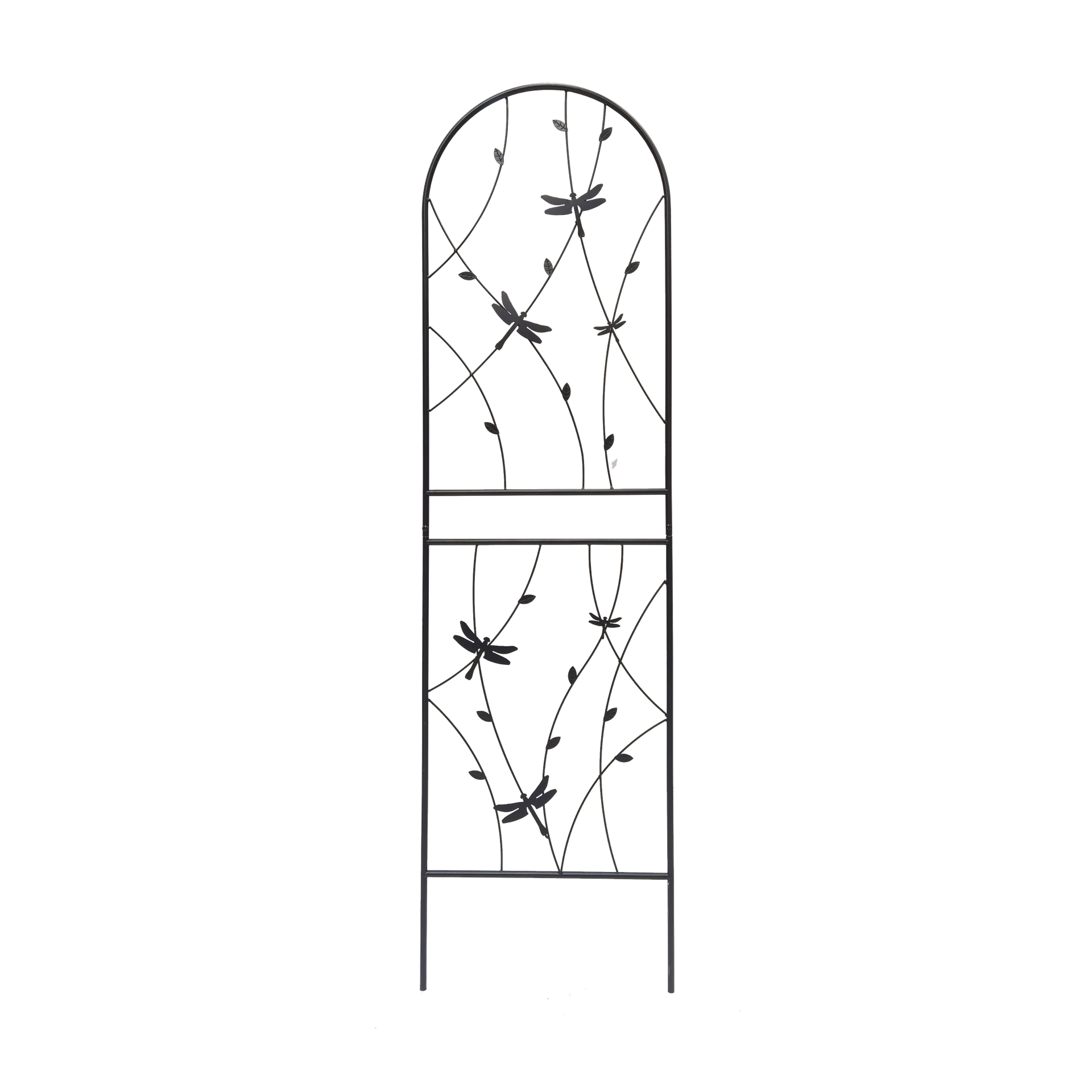 2 Pack Metal Garden Trellis 71" x 19.7" Rustproof Trellis for Climbing Plants Outdoor Flower Support Dragonfly Deco Black