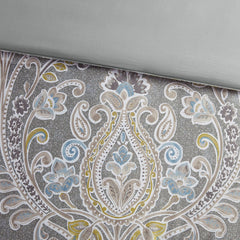 5 Piece Cotton Duvet Cover Set Grey Full/Queen