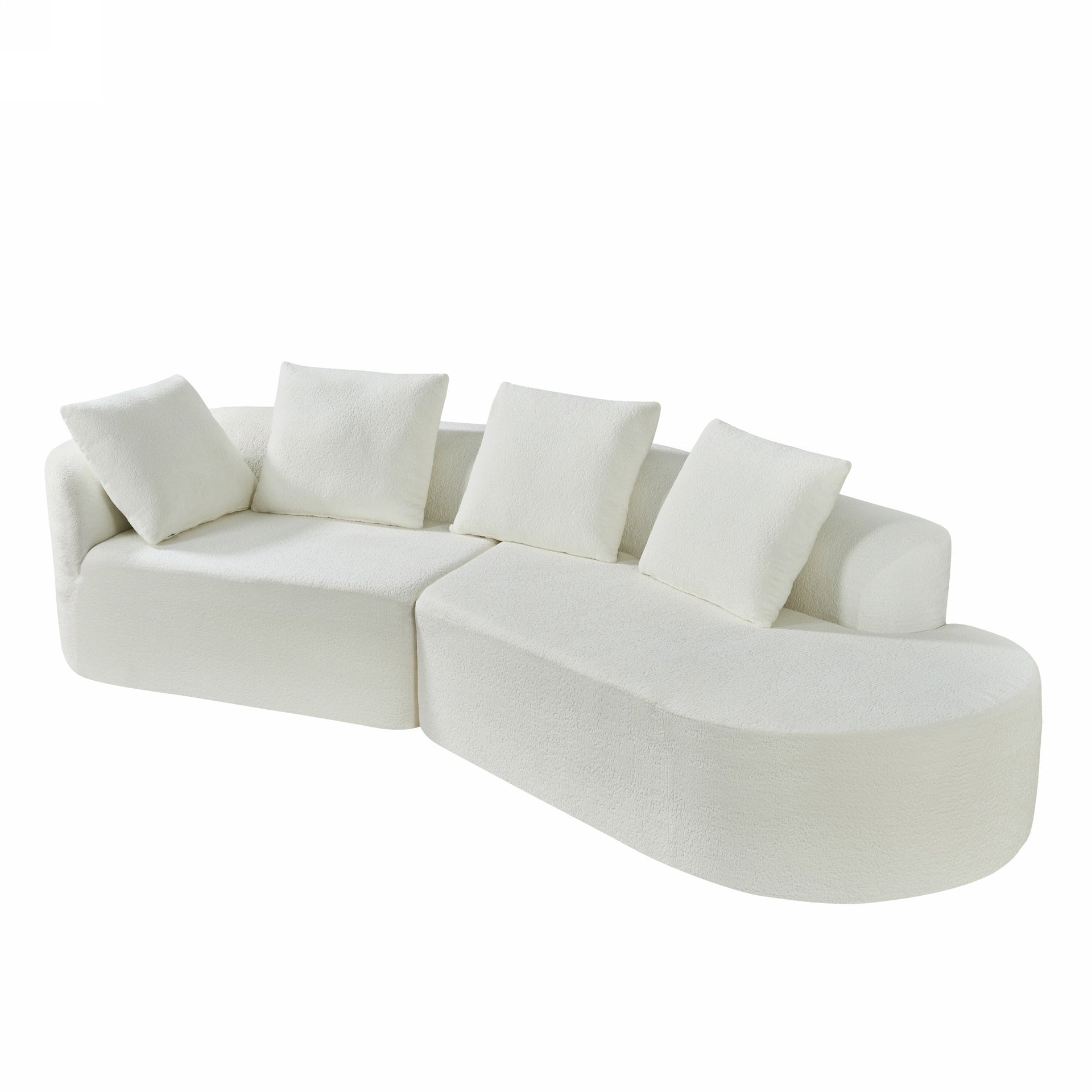 116" Modern Curved Sectional Sofa with High-Density Fully Compressed Sponge and Chaise Lounge, Pearl Upholstery, 2-Piece Set, Fully Assembled Right Hand Facing, Perfect for Living Room, Lounge