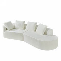 116" Modern Curved Sectional Sofa with High-Density Fully Compressed Sponge and Chaise Lounge, Pearl Upholstery, 2-Piece Set, Fully Assembled Right Hand Facing, Perfect for Living Room, Lounge