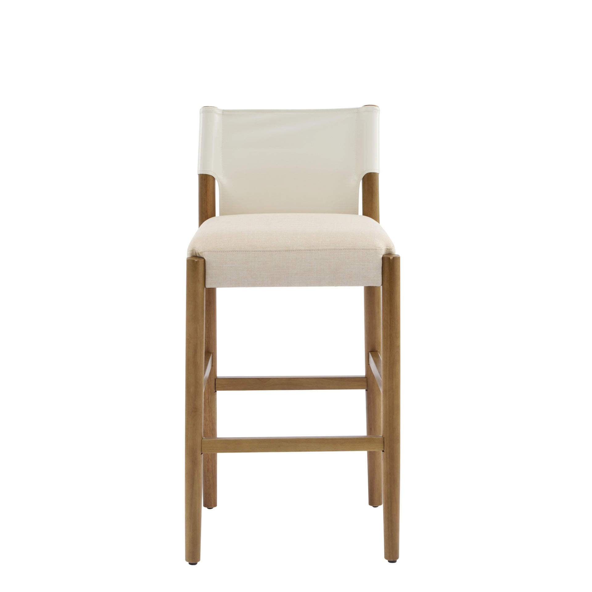 28.5'', Modern Solid Wood Bar Stool with Polyester Cushion - Minimalist Kitchen Island Stool for Breakfast Nook & Home Bar (Neutral Tone Design), Set of 2
