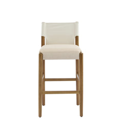 28.5'', Modern Solid Wood Bar Stool with Polyester Cushion - Minimalist Kitchen Island Stool for Breakfast Nook & Home Bar (Neutral Tone Design), Set of 2