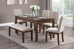 Dark Cherry Finish Wooden Frame 1pc Bench Chenille Upholstery Dining Furniture Kitchen Breakfast