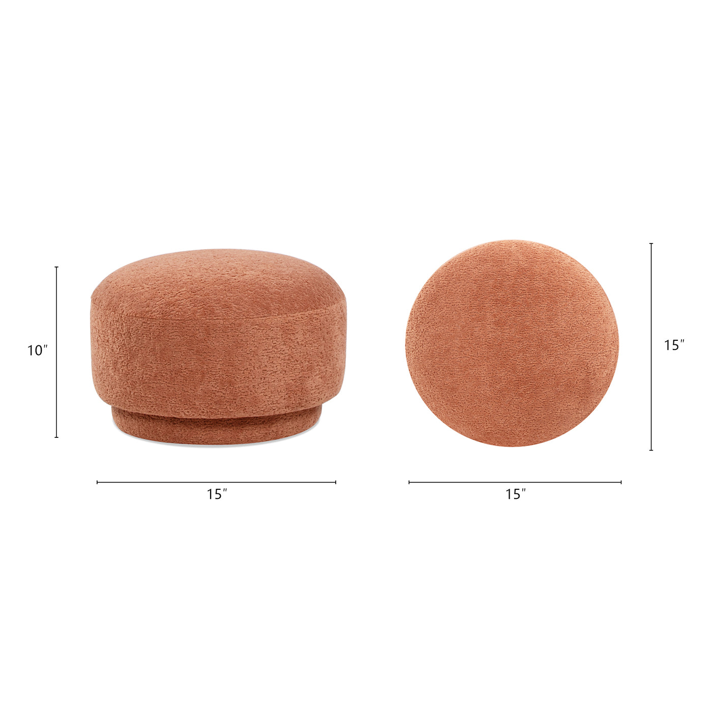 Fuji 15" Mushroom Footstool Ottoman, Spice Orange Fleeced Teddy