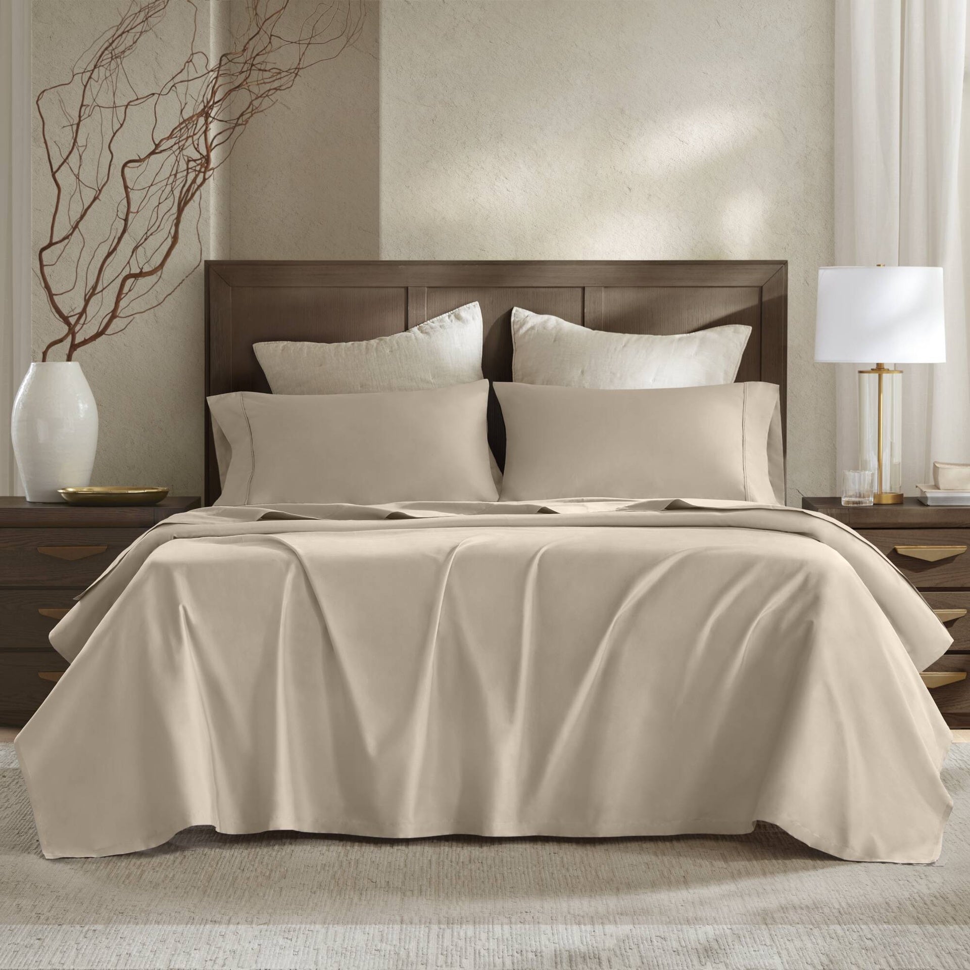 4 Pieces Queen Sateen Sheet Set,Linen