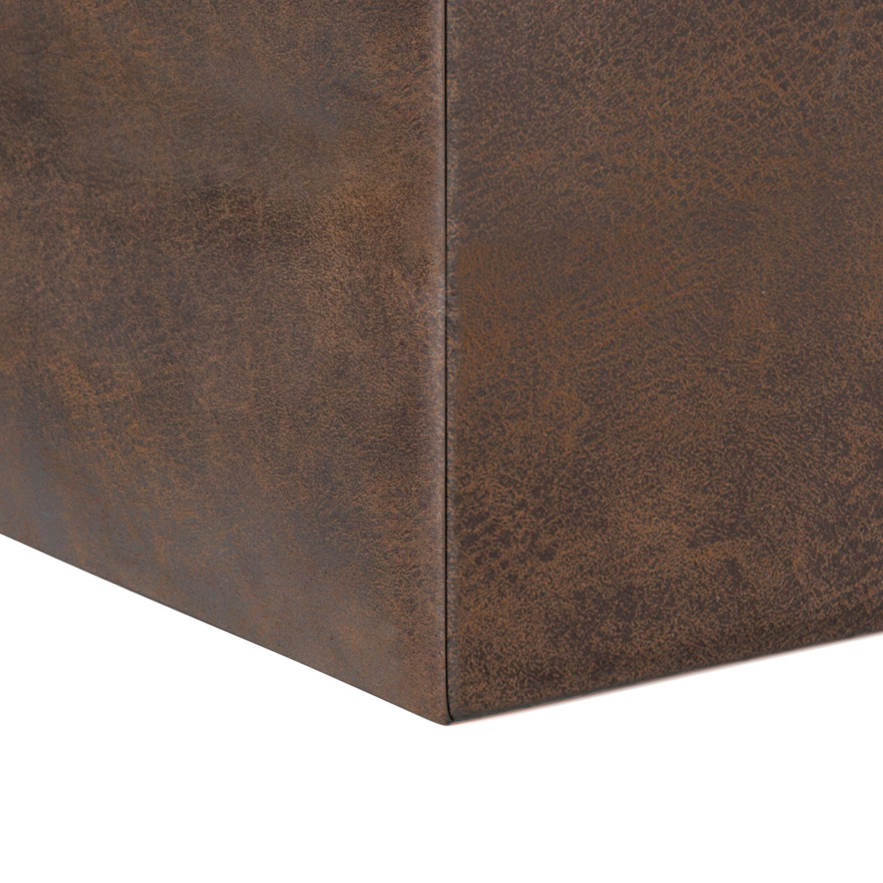 Rockwood 17 inch Wide Cube Storage Ottoman with Tray in Distressed Brown Vegan Leather