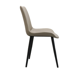 Light Grey PU Leather Dining Chair with Metal Legs, Modern Upholstered Chair Set of 2 for Kitchen, Restaurant, Living, Meeting Room