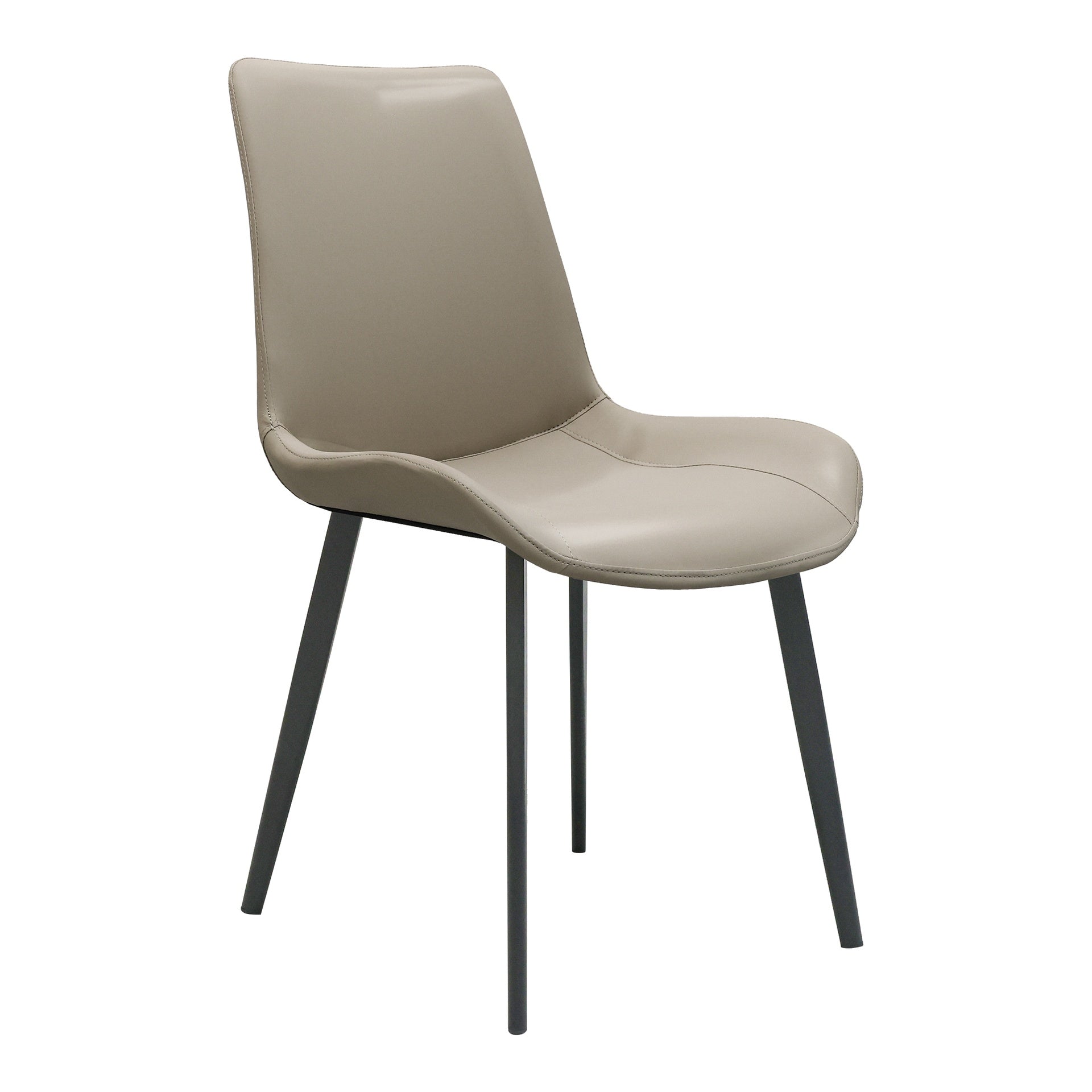 Light Grey PU Leather Dining Chair with Metal Legs, Modern Upholstered Chair Set of 2 for Kitchen, Restaurant, Living, Meeting Room