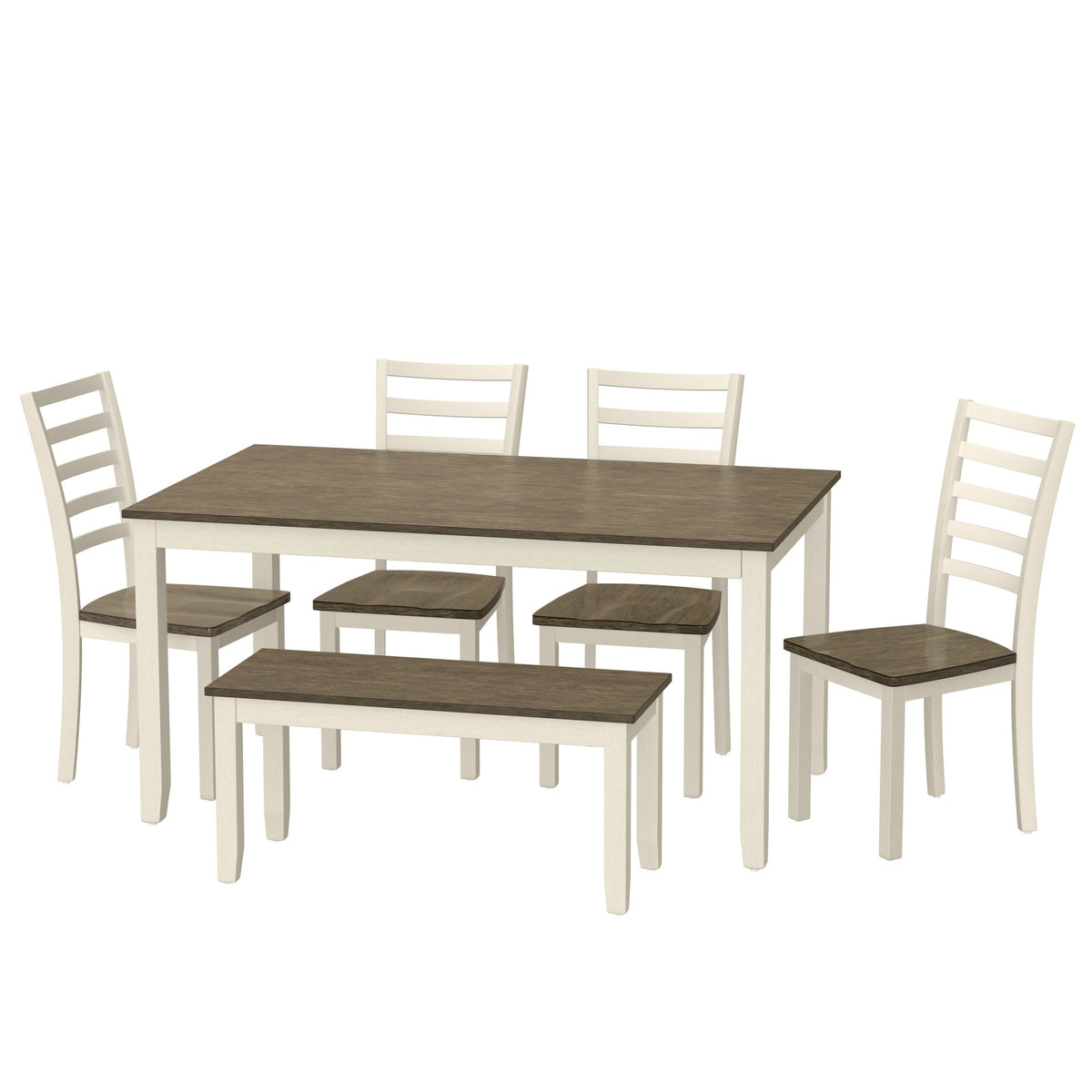 Brown And White 6 Piece Dining Table Set