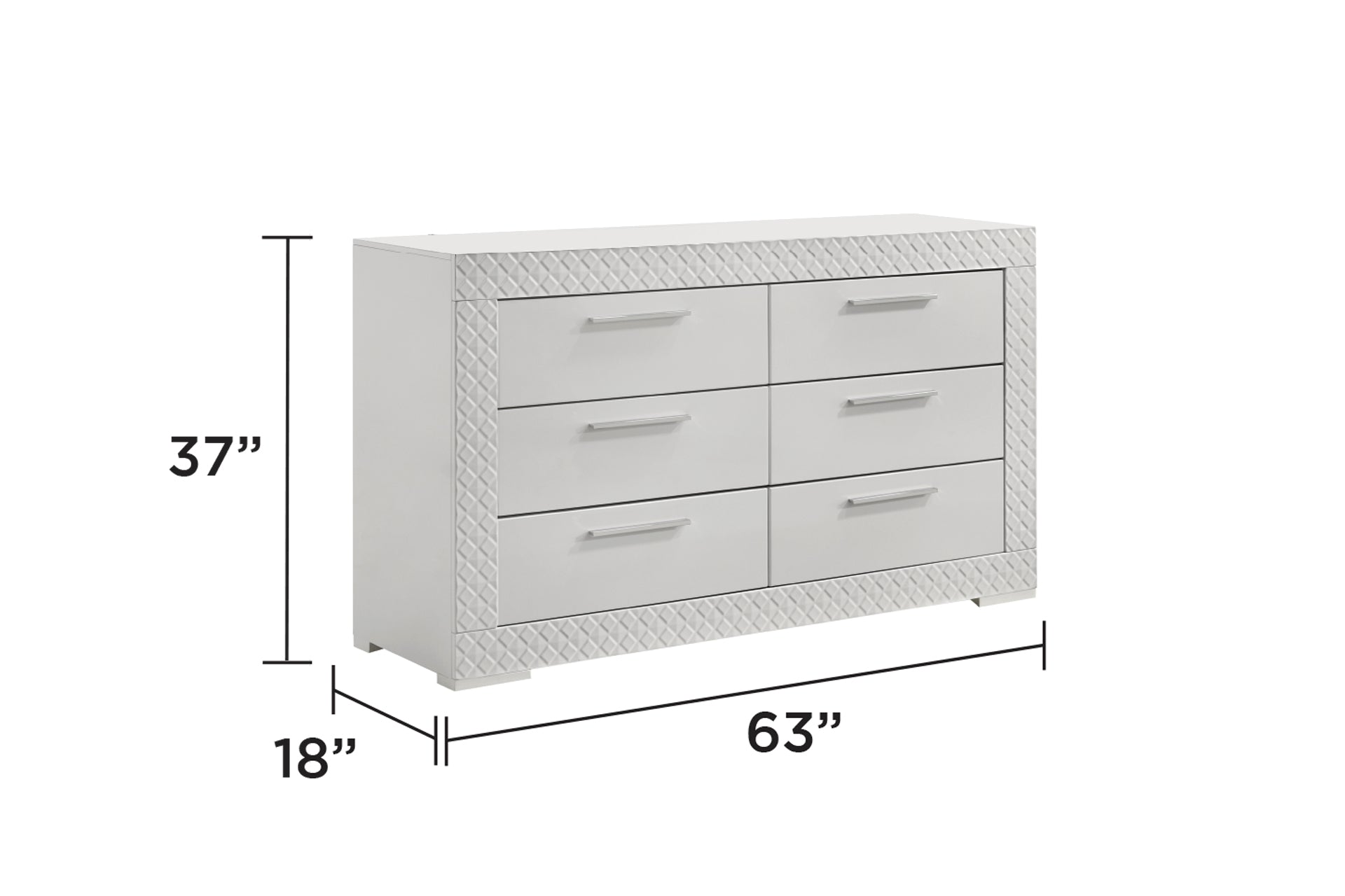 Blanca Modern Style 6- Drawer Dresser Made with Wood in White