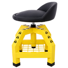 Pneumatic 360 Degree Swivel Stool, Mechanics Rolling Creeper Seat, Heavy Duty Rolling Mechanics Stool, Shop Stool with Casters  yellow