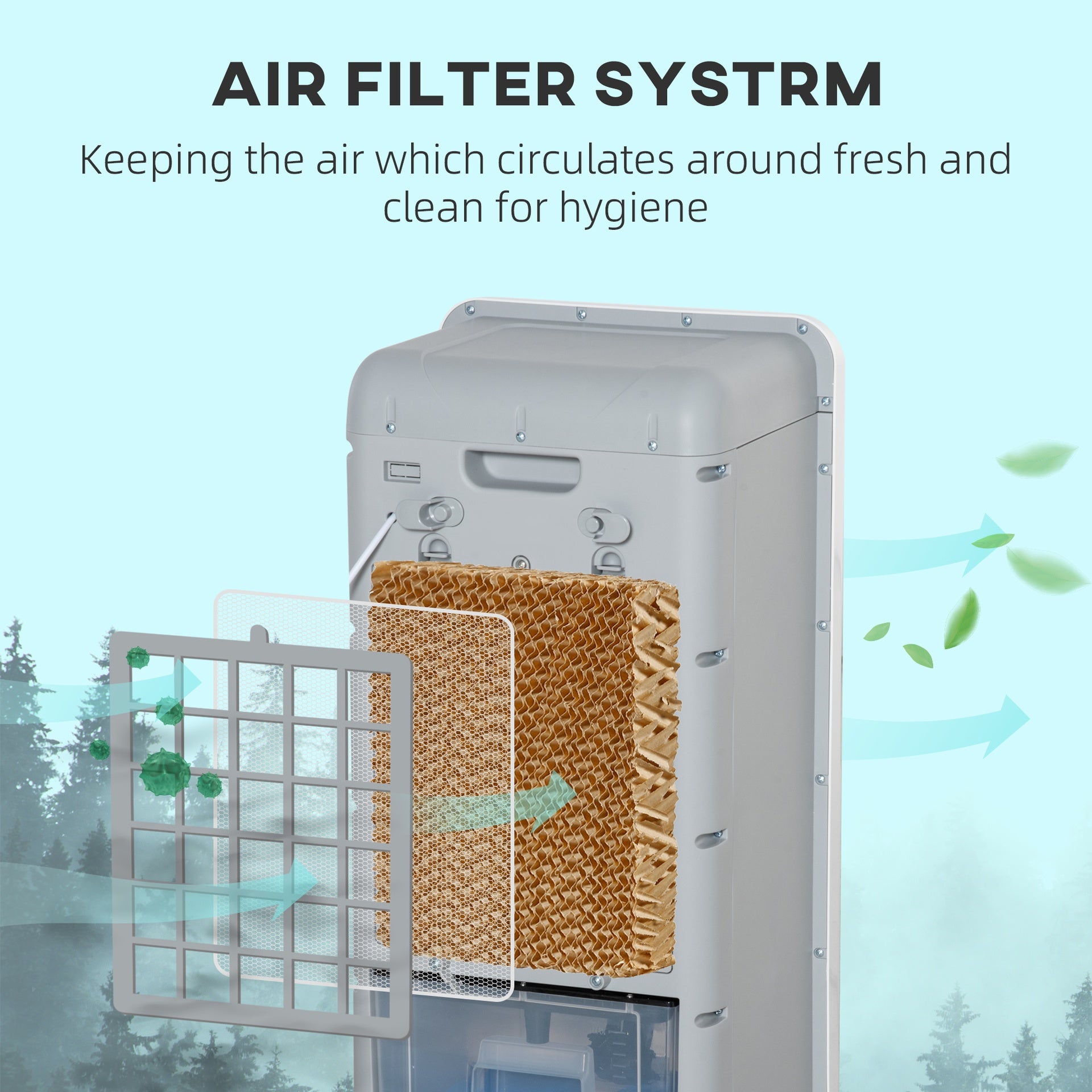 HOMCOM 32" Evaporative Air Cooler with 3.2 Gal Water Tank, 60° Oscillating, 3-In-1 Ice Cooling Fan, Portable Swamp Cooler with Humidifier for Home Office, 3 Modes, 3 Speeds, 12H Timer, Remote, Gray
