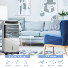 HOMCOM 32" Evaporative Air Cooler with 3.2 Gal Water Tank, 60° Oscillating, 3-In-1 Ice Cooling Fan, Portable Swamp Cooler with Humidifier for Home Office, 3 Modes, 3 Speeds, 12H Timer, Remote, Gray