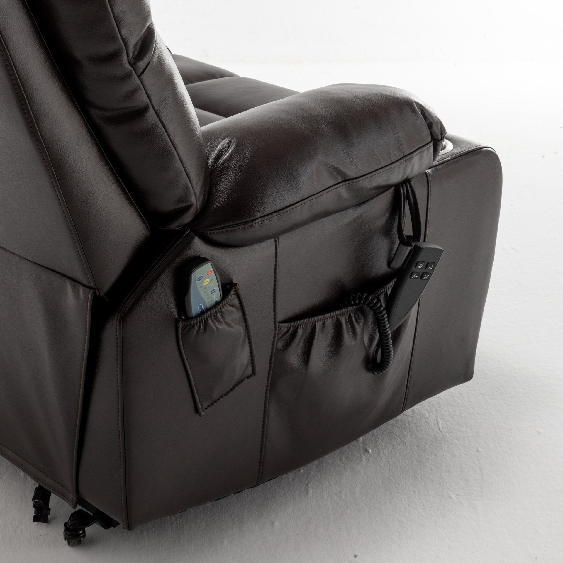 Lift Chair for Big and Tall Person with Inconvenient Legs: High Density Foam Lift Sofa with Heat and Massage, 2 Pockets, 2 Cup Holder, 2 Remote, OKIN Motor