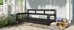 TOPMAX Patio Wooden Twin Size Porch Swing Daybed Frame, Garden Swing Bench Chair with 4 Hanging Ropes for Backyard,Outdoor,Black