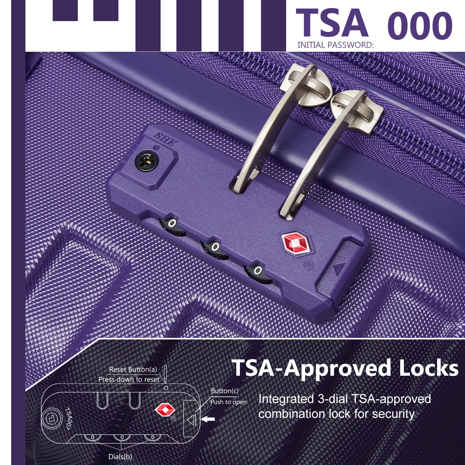 Luggage Sets 6 Piece with Duffel Bags, Hardside Expandable Suitcases with Spinner Wheels TSA Lock, Purple