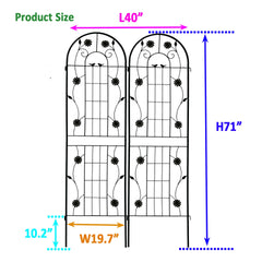 2 Pack Metal Garden Trellis 71" x 19.7" Rustproof Trellis for Climbing Plants Outdoor Flower Support Black