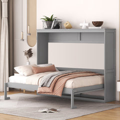Full Size Murphy Bed Wall Bed,Gray