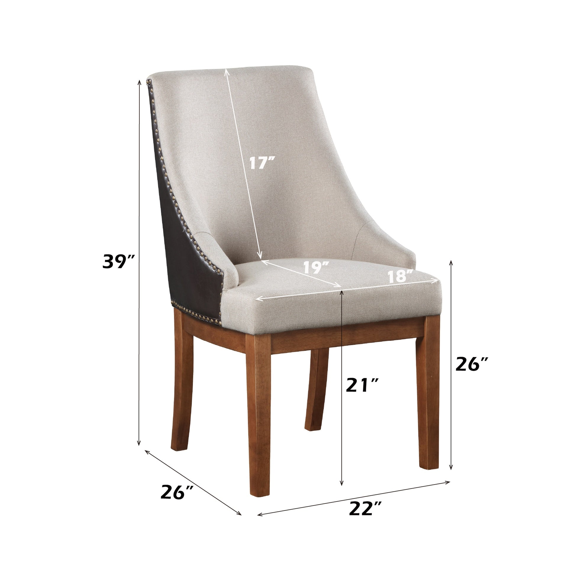 Gilsea Fabric, Brown Synthetic Leather & Brown Finish Side Chair ( Set of 2)