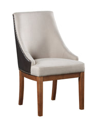 Gilsea Fabric, Brown Synthetic Leather & Brown Finish Side Chair ( Set of 2)