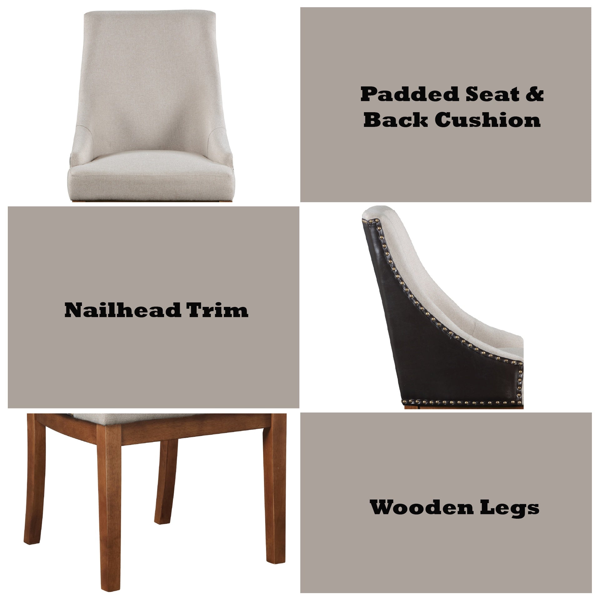 Gilsea Fabric, Brown Synthetic Leather & Brown Finish Side Chair ( Set of 2)