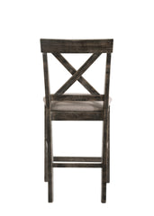 Martha II Tan Linen & Weathered Gray Finish Counter Height Chair (Set of 2)