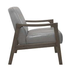 Accent Chair Button Tufted Gray Upholstery Cushion Seat Mid-Century Modern Furniture Solid Rubberwood Frame 1pc