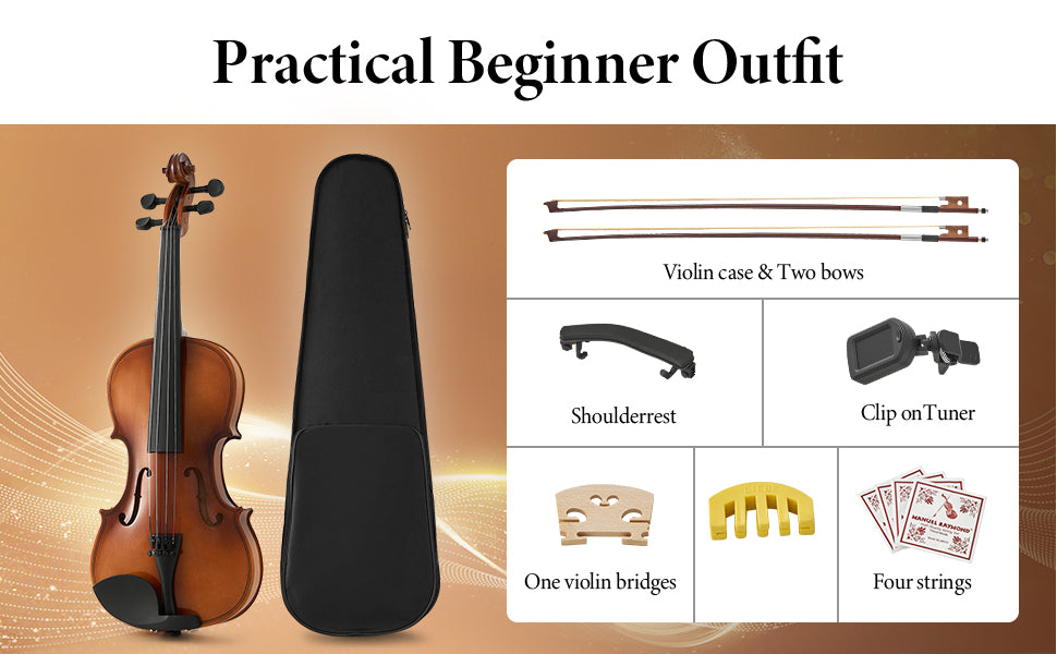 Professional 4/4 Full Size Violin Set - Durable, Lightweight Design with Stable Rich Sound, Smooth Finish & Complete Accessories, Ideal Unique Gift for Musicians