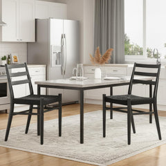 Dining Chairs Set of 2, Woven Rope Seat with Sturdy Metal Frame, Mid Century Modern Dining Room Chairs for Kitchen, Living Room, Restaurant