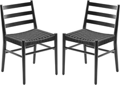 Dining Chairs Set of 2, Woven Rope Seat with Sturdy Metal Frame, Mid Century Modern Dining Room Chairs for Kitchen, Living Room, Restaurant