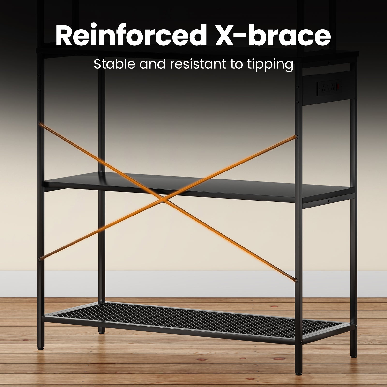 Large 5-Tier Bakers Rack with Electrical Outlets, 39 Inch Microwave Stand & Coffee Bar, Kitchen Storage Shelf for Home, Counter Space Organizer
