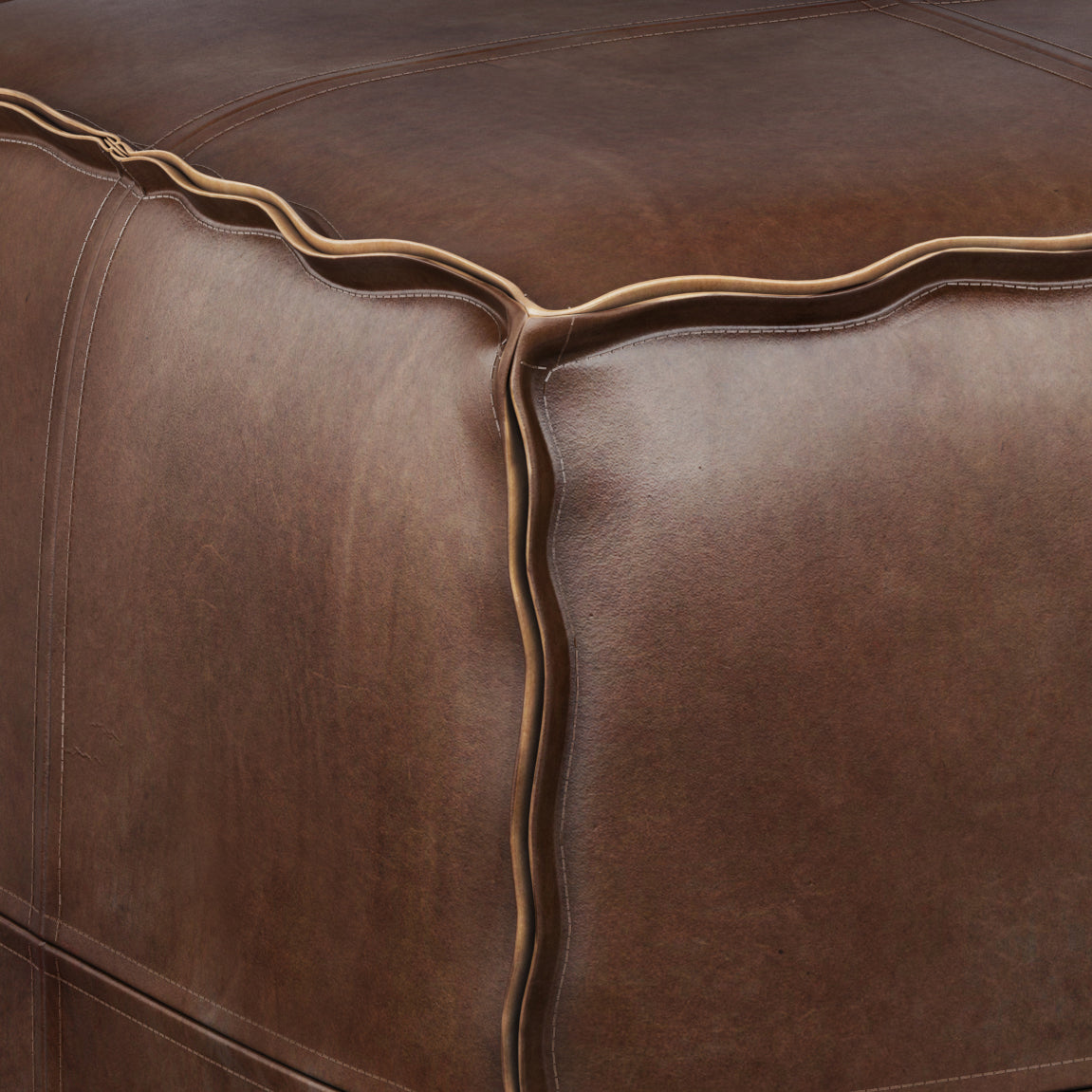 Brody - Square Pouf - Distressed Dark Brown