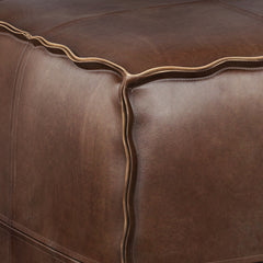 Brody - Square Pouf - Distressed Dark Brown