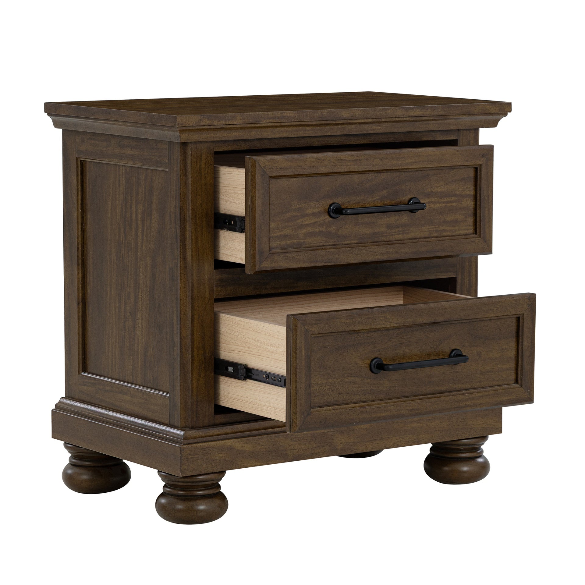 Brown 2-Drawer Nightstand with USB