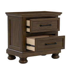 Brown 2-Drawer Nightstand with USB