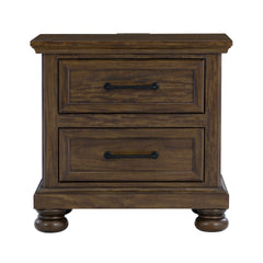 Brown 2-Drawer Nightstand with USB